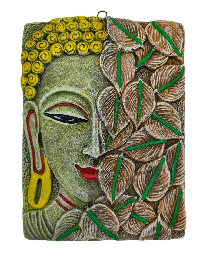 FernHaus Handmade Terracotta Clay Buddha Wall Hanging, Multicolour, 8.5 Inches Height 6 Inches Length | Buddha Wall Decor For Living Room- 3D Wall decoration-Office Decoration item-Colour as per availability - Image 3